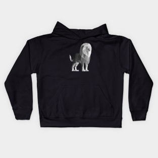 Grey Low Poly Lion Kids Hoodie